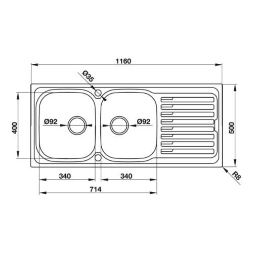 Chậu rửa bát Hafele HS-SDD11650 565.86.281 5 Kích thước của Chậu rửa bát Hafele HS-SDD11650 565.86.281
