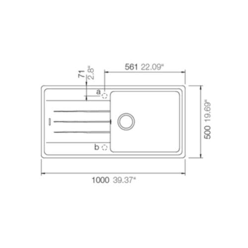 Chậu rửa bát đá 1 hố Hafele HS20-GED1S60 570.32.830 màu kem 11 Kích thước của chậu rửa bát đá 1 hố Hafele HS20-GED1S60 570.32.830