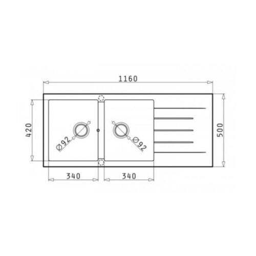 Chậu rửa bát Hafele HS G11650 565.83.741 3 kích thước của Chậu rửa chén bát Hafele HS G11650 565.83.741