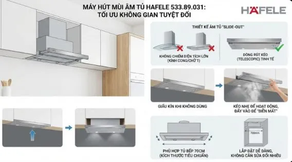 Máy hút mùi Hafele HH-S70A 533.89.031 18 Thiết kế âm tủ