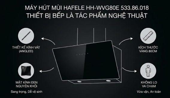 Máy hút mùi Hafele HH-WVG80E 533.86.018 gắn tường, nhập khẩu 17 Thiết kế kính vát 80cm