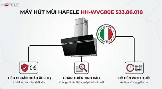 Máy hút mùi Hafele HH-WVG80E 533.86.018 gắn tường, nhập khẩu 16 Xuất xứ "Made in Italy"