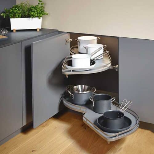 Ảnh thực tế bộ rổ góc LEMANS II Hafele 541.29.481, màu đen