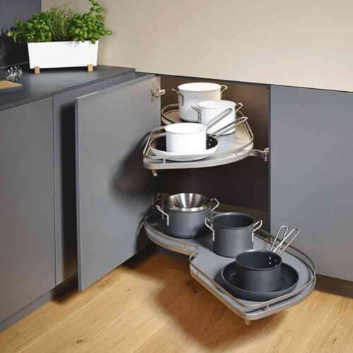 Ảnh thực tế bộ rổ góc LEMANS II Hafele 541.32.670, màu Crom