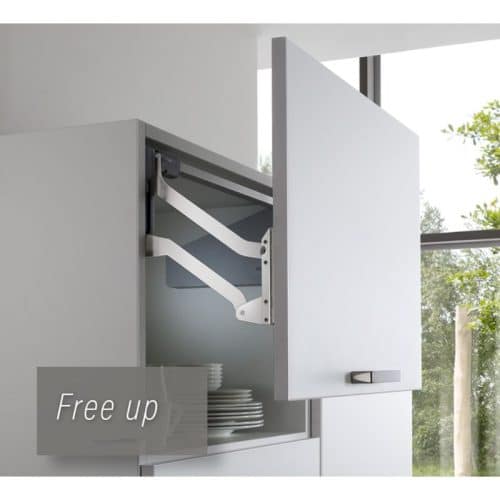 Ảnh thực tế bộ tay nâng FREE UP Hafele 493.05.803 nắp xám