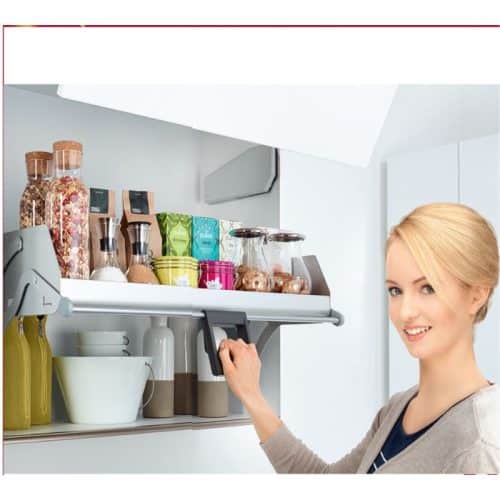 Ảnh thực tế kệ nâng hạ cho tủ bếp rộng 600mm, 1 khay, Hafele 504.68.913