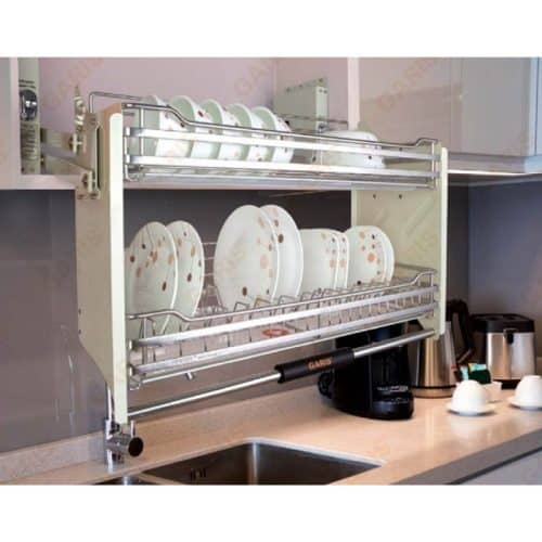 Ảnh thực tế giá bát đĩa nâng hạ Hafele 504.75.024 cho tủ rộng 700mm