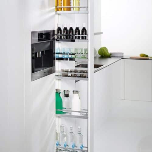 Ảnh thực tế bộ kệ tủ 6 tầng, rổ lưới DISPENSA 90 ARENA 400mm Hafele 546.54.633