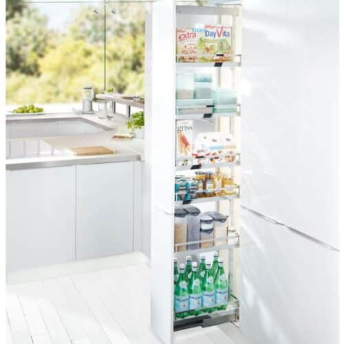 Ảnh thực tế bộ kệ tủ 6 tầng, rổ lưới DISPENSA 90 ARENA 300mm Hafele 546.54.631