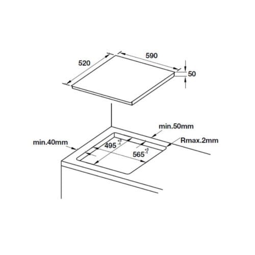 kích thước của Bếp từ Hafele HC-IF60A 536.01.871