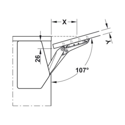 Thiết kế của Bộ tay nâng FREE FLAP 3.15 Hafele 493.05.852 nắp trắng