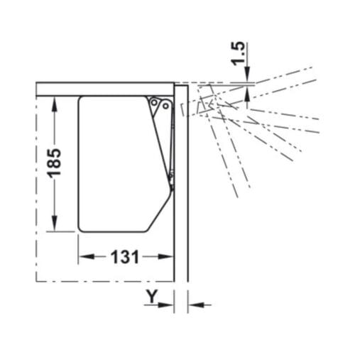 Thiết kế của Bộ tay nâng FREE FLAP 3.15 Hafele 493.05.863 nắp xám