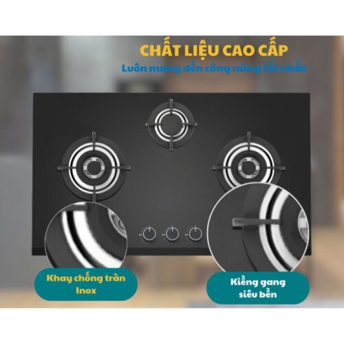 Chất liệu bếp gas 3 vùng nấu Hafele HC-G863B 538.06.298