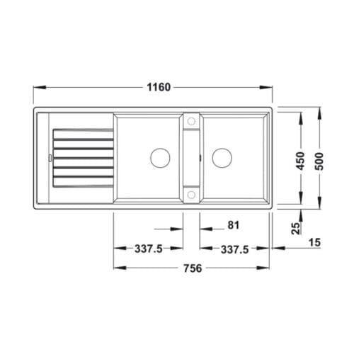 Chậu rửa bát Hafele Blancozia 8S 565.76.659 6 kích thước của Chậu đá Hafele Blancozia 8S 565.76.659