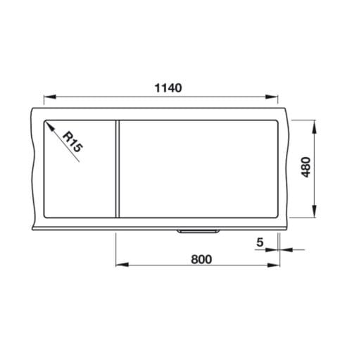 kích thước của Chậu đá Hafele Blancozia màu đen 8S 565.76.359