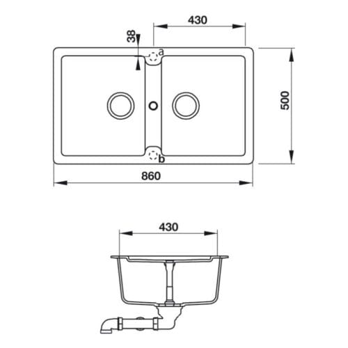 Chậu rửa bát Hafele Galba HS-GD8650 570.36.400 7 kích thước của Chậu đá Hafele Galba HS-GD8650 570.36.400