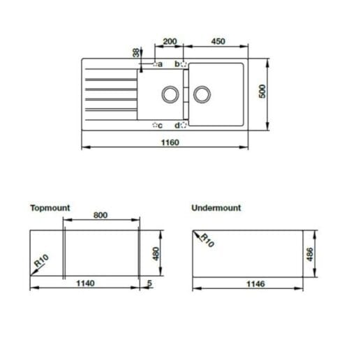 thông số kỹ thuật của Chậu đá Hafele Galba HS-GDD11650 570.35.470