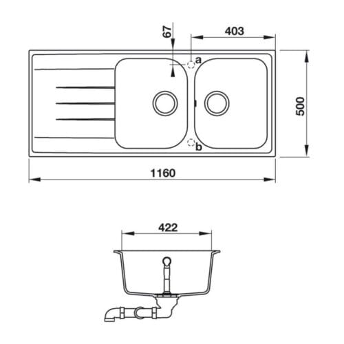 thông số kỹ thuật của Chậu đá Hafele Julius HS-GDD11650 570.35.460