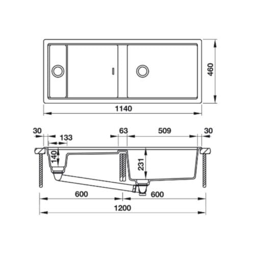 Chậu rửa bát Hafele Work Station HS-GDD11446 D-150 570.35.340 6 thông số kỹ thuật của Chậu đá Hafele Work Station HS-GDD11446 D-150 570.35.340