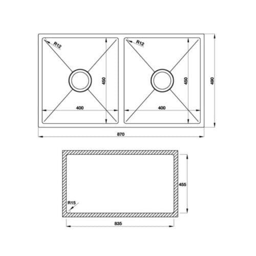 kích thước của Chậu rửa bát Hafele Valerian HS-SD8749 567.23.050