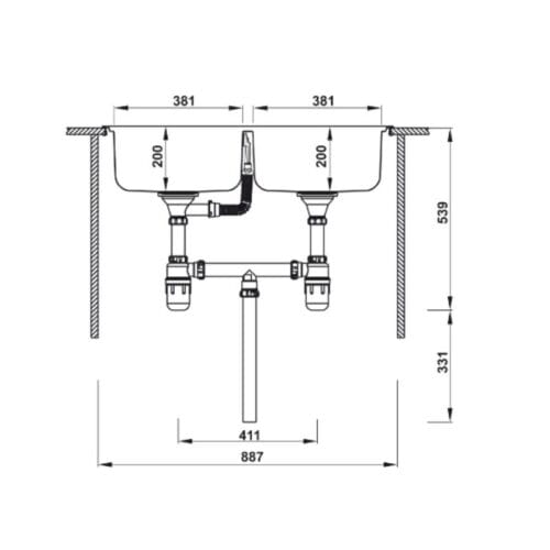 kích thước của Chậu rửa chén bát Hafele Claudius HS-SD8648 567.20.493