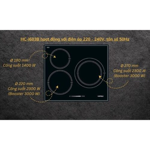 Công suất bếp từ Hafele 3 vùng nấu HC-I603B 536.01.601 lắp âm