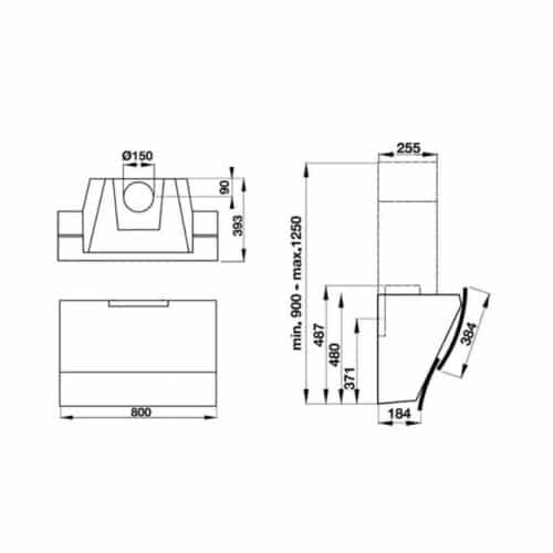Kích thước Máy hút khửi mùi gắn tường Hafele HH WVG80C 538.84.228