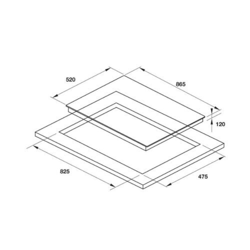 Kích thước bếp gas 3 vùng nấu Hafele HC-G863B 538.06.298
