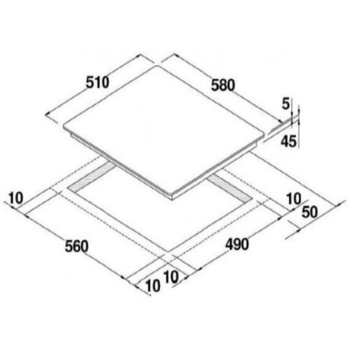 Bếp từ Hafele 4 vùng nấu HC F604A 537.09.502 lắp âm 7 Kích thước bếp từ Hafele 4 vùng nấu HC F604A 537.09.502 lắp âm