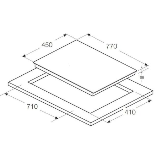 Kích thước bếp từ Hafele 3 vùng nấu HC I773B 536.01.595 lắp âm