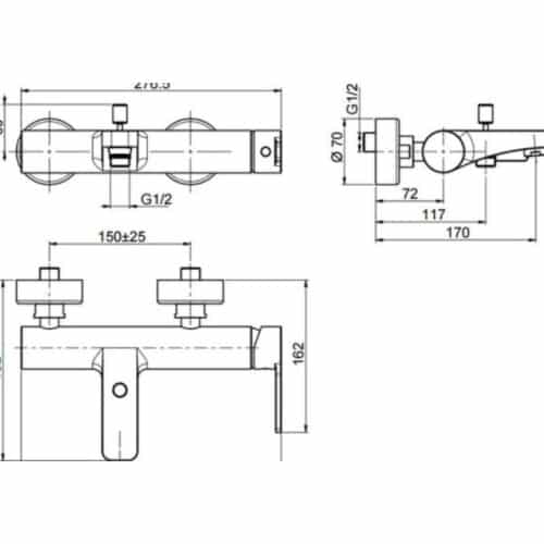 Kích thước bồn tắm âm tròn Hafele 588.55.603