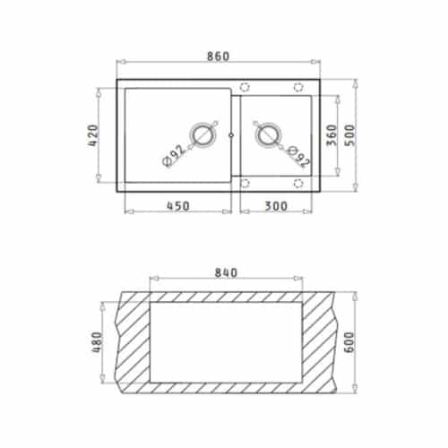 kich thuoc chau rua bat hafele hs g8650 565 83 351