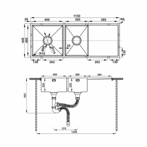 Chậu rửa bát Hafele HS21-SSD2S90L 567.94.050