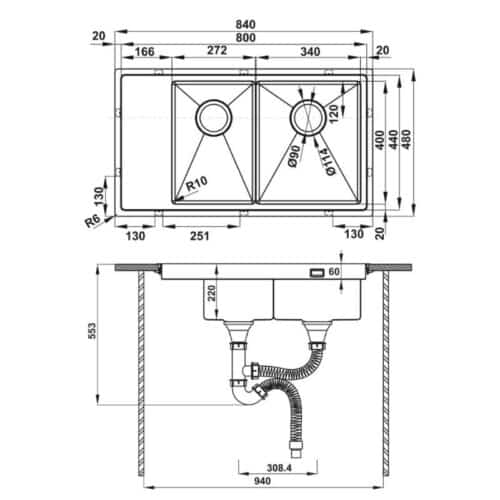 Chậu rửa bát Hafele HS21-SSD2S90M 567.94.040