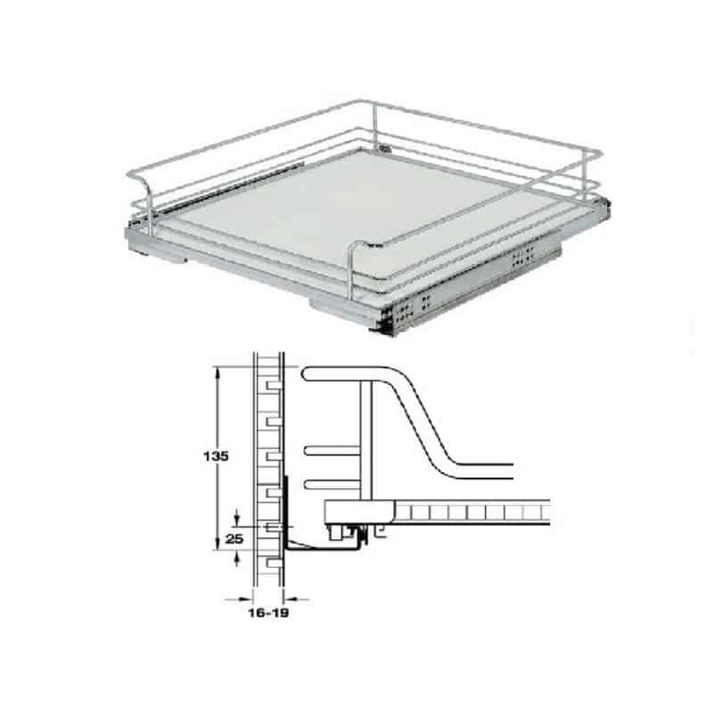 Kích thước bộ rổ kéo lọt lòng ARENA Hafele 540.25.297, tủ rộng 600mm Kích thước bộ rổ kéo lọt lòng ARENA Hafele 540.25.297, tủ rộng 600mm