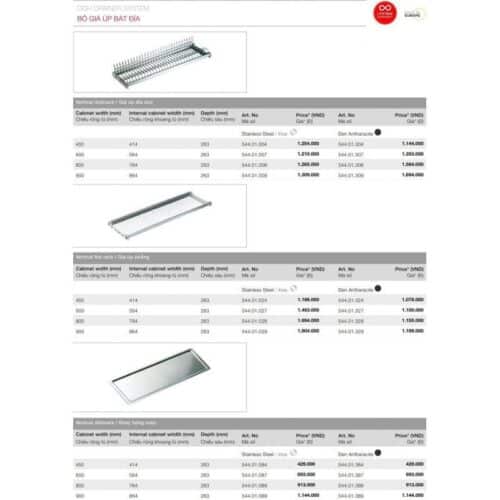 Kích thước khay up chén đĩa Hafele 544.01.024 inox, 414x263mm