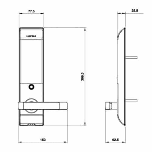 Kích thước Khóa cửa điện tử Hafele EL7900-TCB 912.05.640