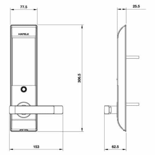Kích thước Khóa cửa điện tử Hafele EL7900-TCB 912.05.653