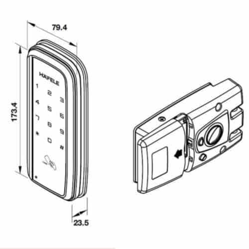 Kích thước của Khóa cửa điện tử Hafele ER4200-TC 912.05.690