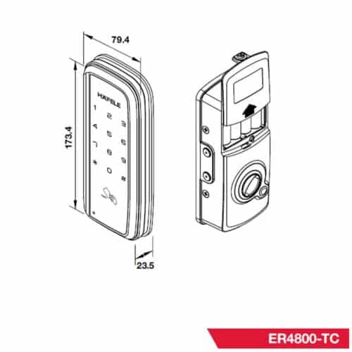 Kích thước Khóa cửa điện tử Hafele ER4800-TC 912.05.372