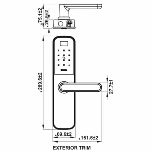 Kích thước Khóa điện tử Hafele bauma BM600 912.20.394