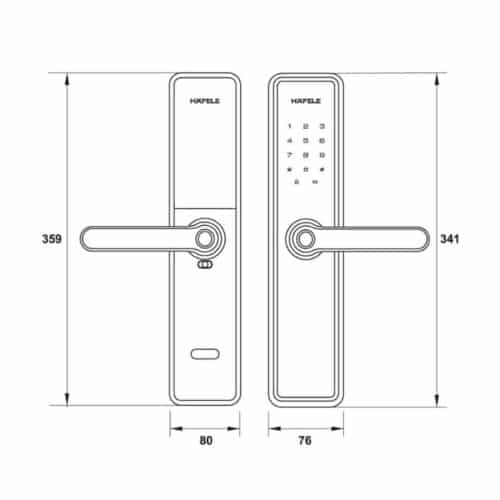 Kích thước Khóa điện tử Hafele DL7601 912.20.231