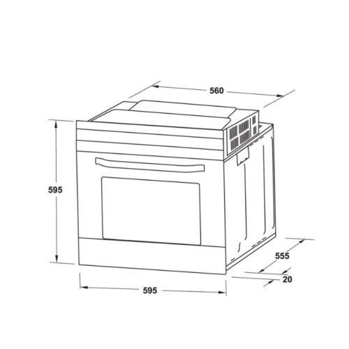 Kích thước lò nướng âm tủ Hafele HO-4K70A 538.61.451