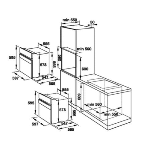 Lò nướng Hafele HO-T60A 535.00.300 6 Kích thước của lò nướng Hafele 535.00.300