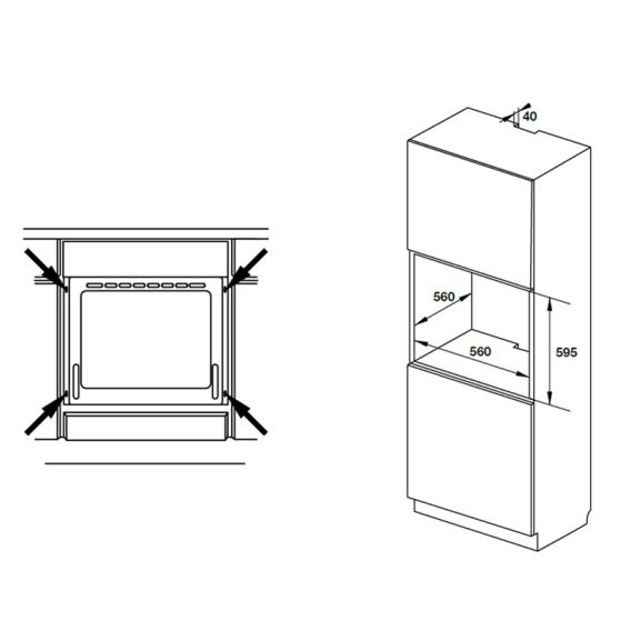 Kích thước Lò nướng âm tủ Hafele HO-KT60A9 535.02.611