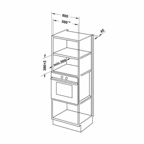 Kích thước của lò nướng kết hợp vi sóng Hafele HMO-6T28A 538.31.390
