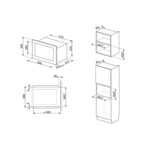 Lò vi sóng kết hợp nướng Hafele FMI325X 536.34.161 6 Kích thươc lò vi sóng kết hợp nướng Hafele FMI325X 536.34.161