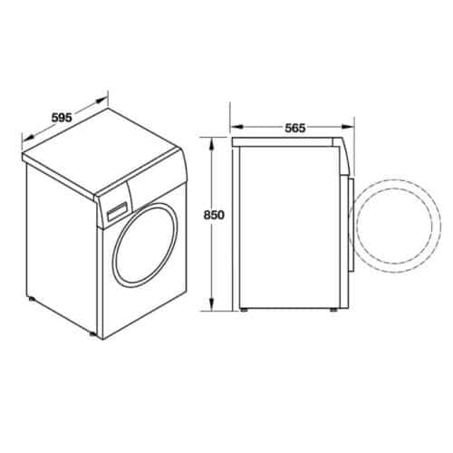 Kích thước máy giặt Hafele HW-F60B 538.91.530