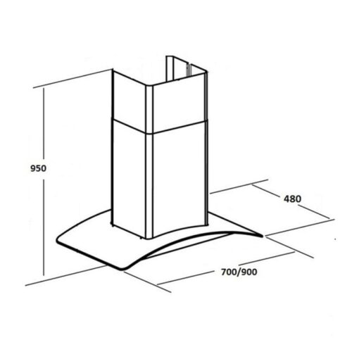 Kích thước máy hút mùi Hafele HH-WG90A 539.82.373