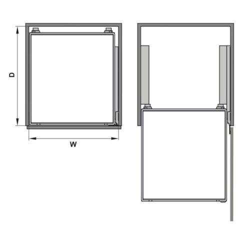 Phụ kiện tủ bếp Hafele 540.26.665 bộ rổ ARENA lắp âm bản lề 500mm 4 Kích thước rổ kéo lột lòng 500mm Hafele 540.26.665